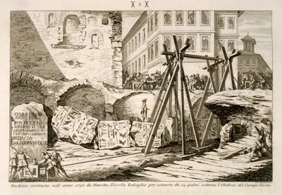 The device invented by Nicola Zabaglia in 1748 for lifting the Obelisk in the Campus Martius which was 14 hands beneath ground by G. Balzar